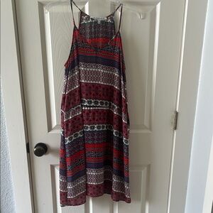 Collective Concepts Red and Blue Sleeveless Halter Sundress